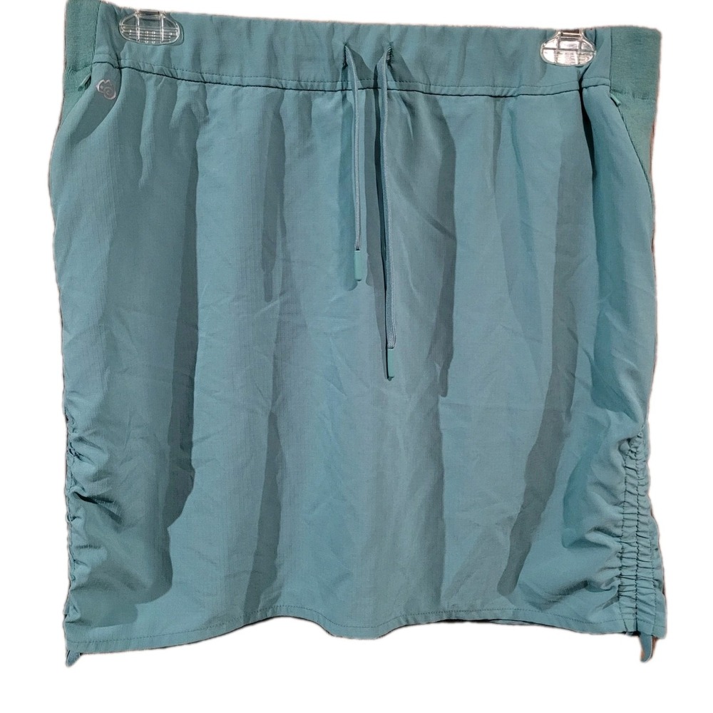 Women's Turquoise Activewear Skort XL Ruched Sides Drawstring Waist Golf Tennis